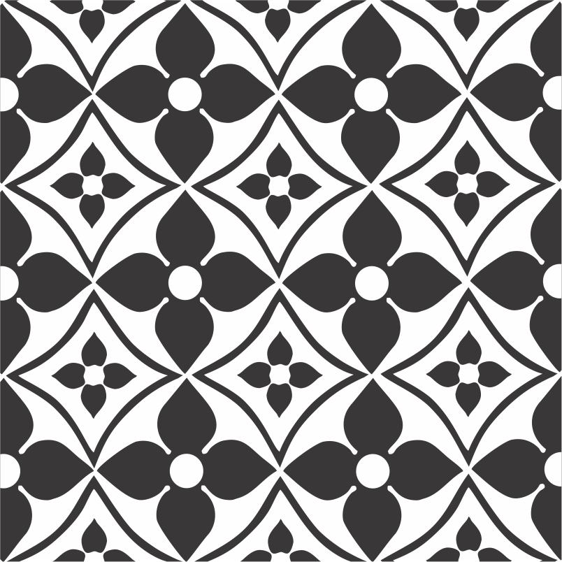 Black and white flower pattern – Dewaal Art